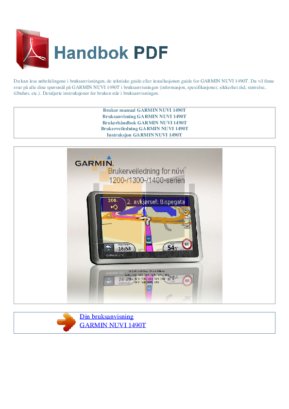 garmin nuvi 1490lmt manual